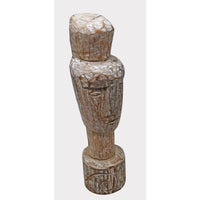 Limewashed Natural Wood Tribal Statue - 2026081237UNQ