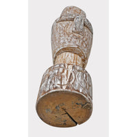 Limewashed Natural Wood Tribal Statue - 2026081237UNQ