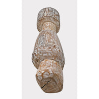 Limewashed Natural Wood Tribal Statue - 2026081237UNQ