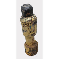Distressed Vintage Yellow Wooden Tribal Statue - 2026081238UNQ