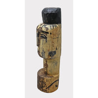 Distressed Vintage Yellow Wooden Tribal Statue - 2026081238UNQ