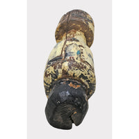 Distressed Vintage Yellow Wooden Tribal Statue - 2026081238UNQ