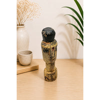 Distressed Vintage Yellow Wooden Tribal Statue - 2026081241UNQ