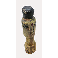 Distressed Vintage Yellow Wooden Tribal Statue - 2026081241UNQ