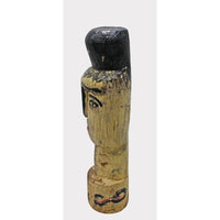 Distressed Vintage Yellow Wooden Tribal Statue - 2026081241UNQ
