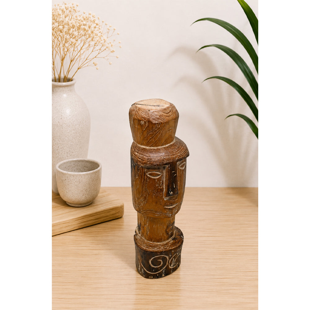 Natural Teak Hand-Carved Wooden FaceStatue - 2026081242UNQ