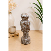 Limewashed Natural Wood Tribal Statue - 2026081243UNQ