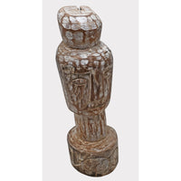 Limewashed Natural Wood Tribal Statue - 2026081243UNQ