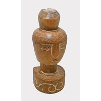 Natural Teak Hand-Carved Wooden Face Statue - 2026081244UNQ