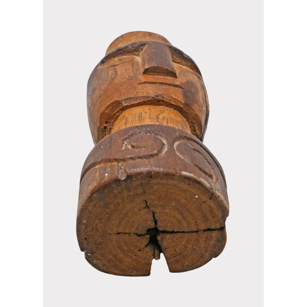Vintage tribal face sculpture, side view
