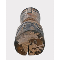 Hand-Carved Whitewashed Wooden Face Sculpture - 2026081246UNQ