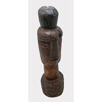 Hand-Carved Antique Wood Face Sculpture - 2026081247UNQ