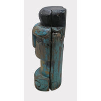 Vintage Handcrafted Turquoise & Walnut Wooden Face Sculpture - 2026081248UNQ