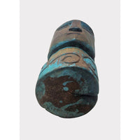 Vintage Handcrafted Turquoise & Walnut Wooden Face Sculpture - 2026081248UNQ