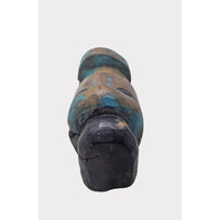 Vintage Handcrafted Turquoise & Walnut Wooden Face Sculpture - 2026081248UNQ