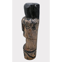 Hand-Carved Antique Painted Wooden Face Sculpture - 2026081249UNQ