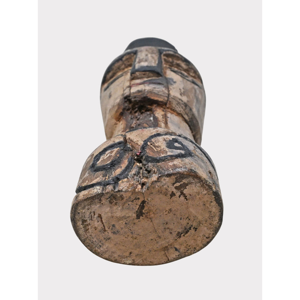 Antique wooden tribal bust, side view