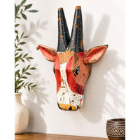 Handcrafted Wooden Tribal Cow Head Wall Hanging – White, Brown  Rust Antique Finish - 2026081501WBR