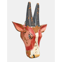 Handcrafted Wooden Tribal Cow Head Wall Hanging – White, Brown  Rust Antique Finish - 2026081501WBR