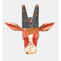 Handcrafted Wooden Tribal Cow Head Wall Hanging – White, Brown  Rust Antique Finish - 2026081501WBR