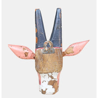 Handcrafted Wooden Tribal Cow Head Wall Hanging – White, Brown  Rust Antique Finish - 2026081501WBR