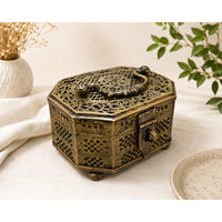 Handcrafted Metal Jali Work Decorative Storage Box - 2026081502UNQ