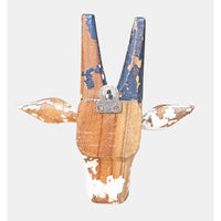 Handcrafted Wooden Tribal Cow Head Wall Hanging – White, Yellow  Rust Antique Finish - 2026081502WYR