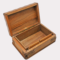 Handcrafted Wooden Carved Decorative Storage Box – Floral Antique Finish - 2026081504UNQ
