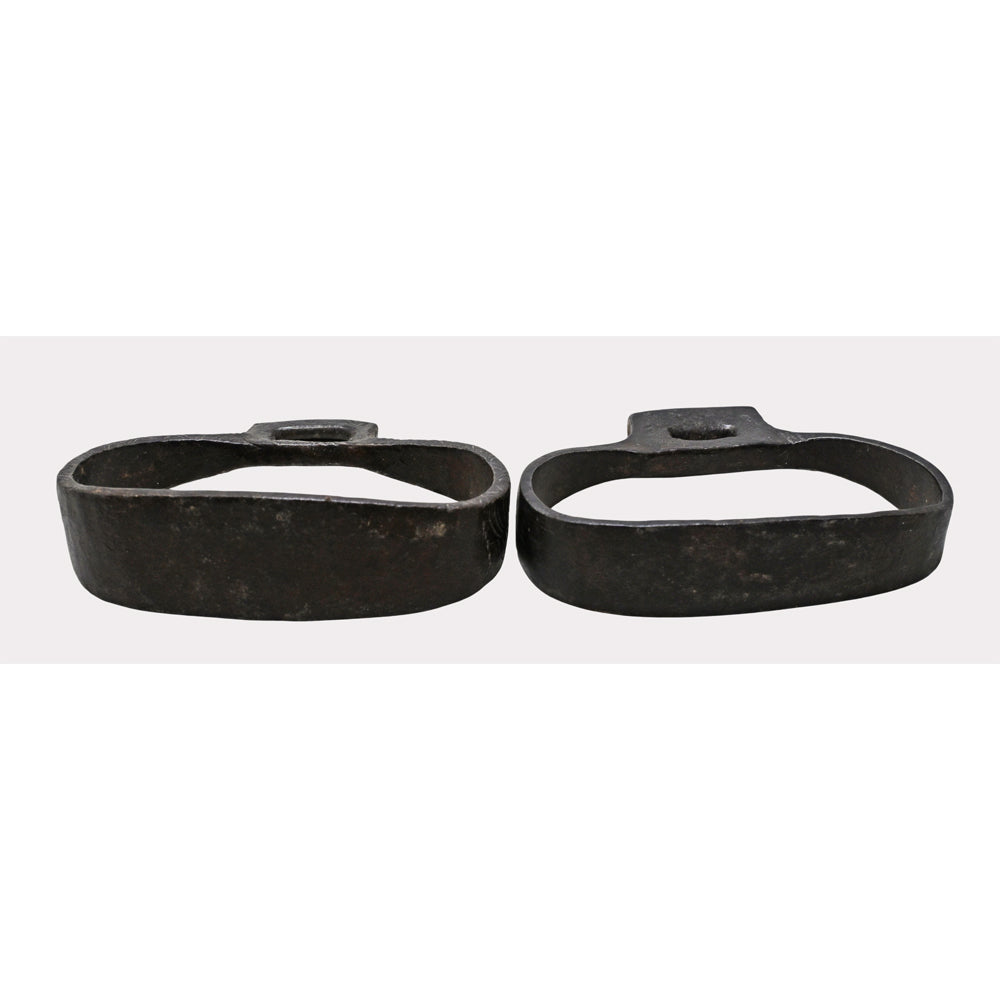 Wrought iron horse stirrups, side profile