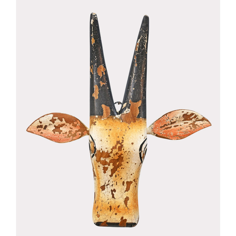 Painted cow head wall hat hanger, side view