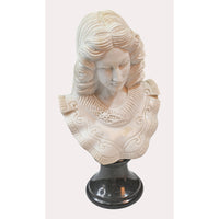 Handcrafted Marble Classical Lady Bust Sculpture with Black Pedestal - 2026081801UNQ