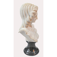 Handcrafted Marble Classical Lady Bust Sculpture with Black Pedestal - 2026081801UNQ