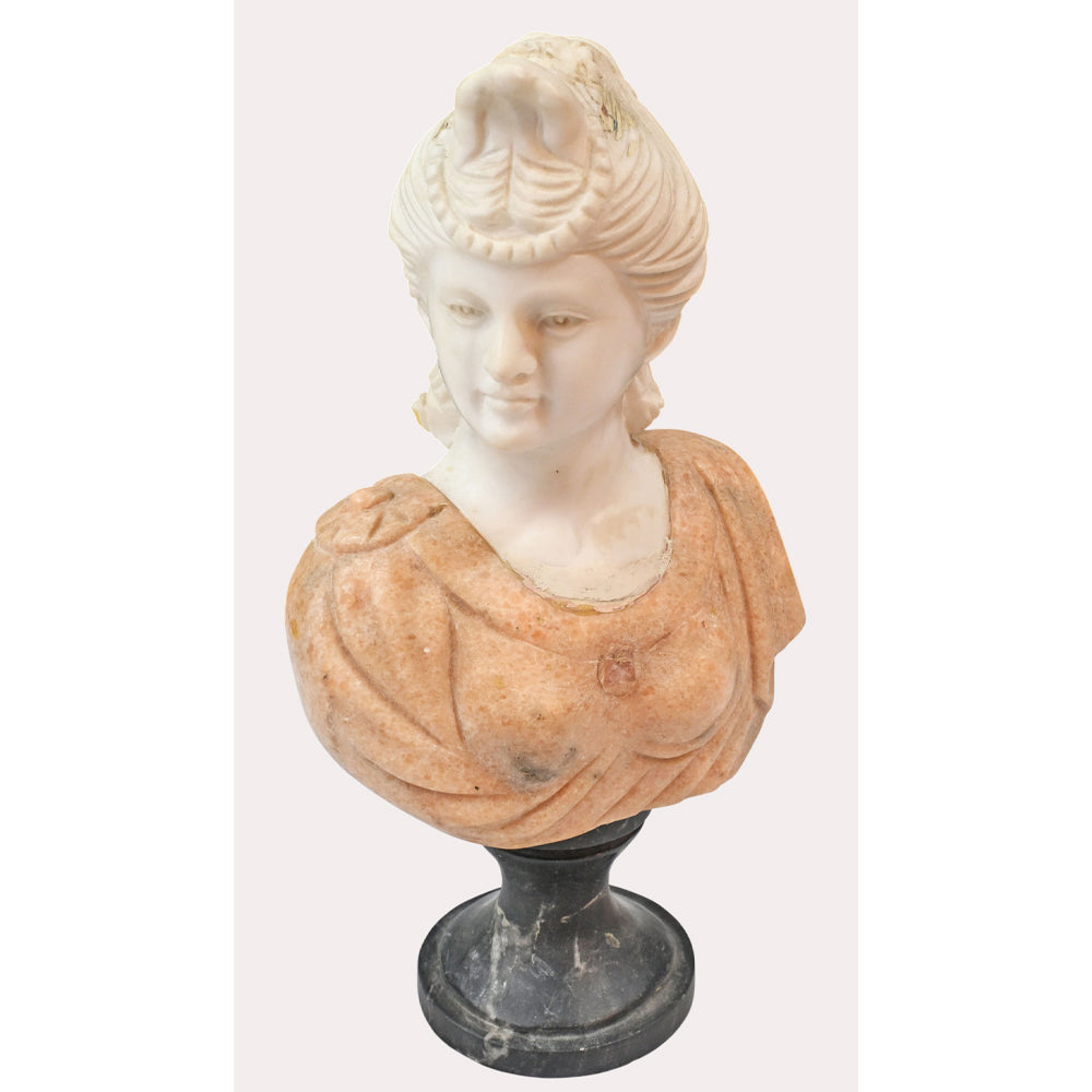 White marble classical lady bust, alternate angle