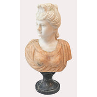 Handcrafted Marble Classical Lady Bust Sculpture with Black Pedestal - 2026081802UNQ