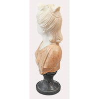 Handcrafted Marble Classical Lady Bust Sculpture with Black Pedestal - 2026081802UNQ