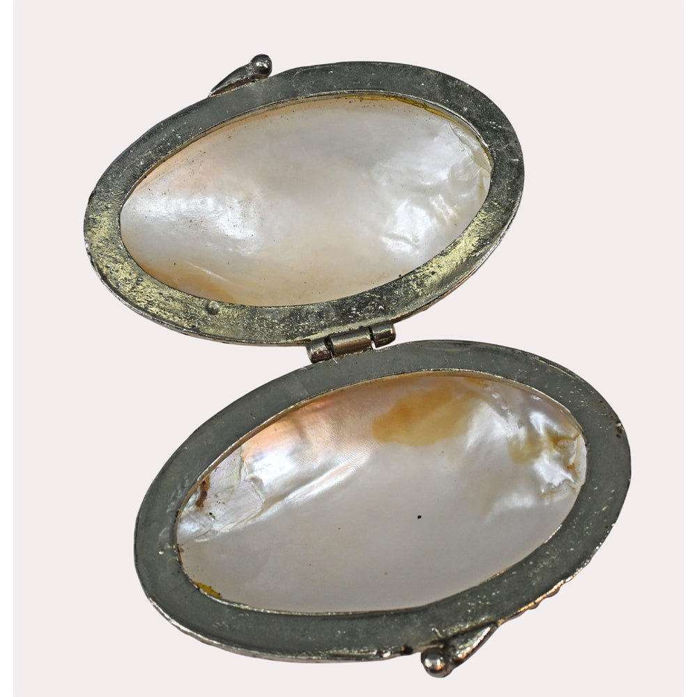 Antique mother-of-pearl box, side view