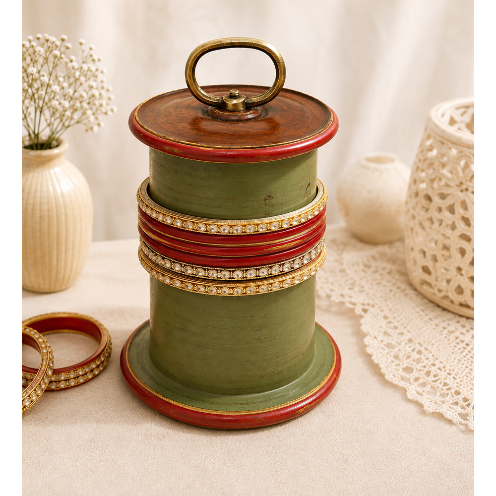 Handcrafted Traditional Rajasthani Wooden Bangle Hanger – Vintage Bangle Storage & Display Stand - 2026081804UNQ