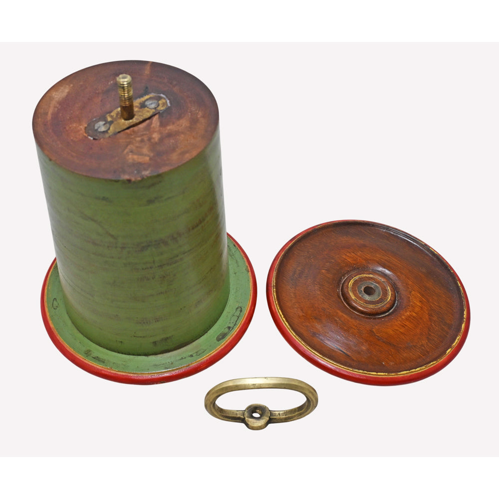 Lacquered Rajput choda holder, side view