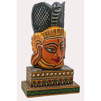 Wooden Nag Devta face idol, alternate view
