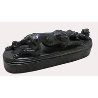 Handcrafted Black Stone Panther & Cub Sculpture Showpiece -