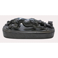Handcrafted Black Stone Panther & Cub Sculpture Showpiece -