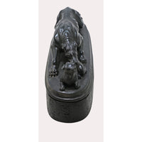 Handcrafted Black Stone Panther & Cub Sculpture Showpiece -