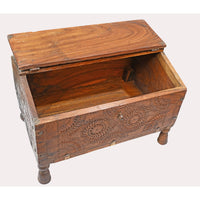 Handcrafted Vintage Wooden Treasure Chest Box with Brass Fittings & Curved Lid - 2026081811UNQ