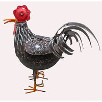 Handcrafted Iron Rooster Figurine – Black & Red  Rust Antique Finish - 2026081901BRR