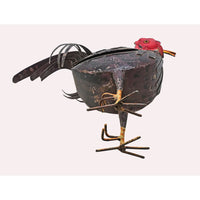 Handcrafted Iron Rooster Figurine – Black & Red  Rust Antique Finish - 2026081901BRR