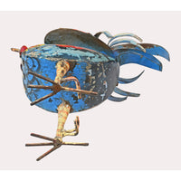 Handcrafted Iron Rooster Figurine – Orange & Blue  Rust Antique Finish - 2026081901OBR