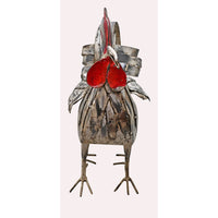 Handcrafted Iron Rooster Figurine – White & Red  Rust Antique Finish -