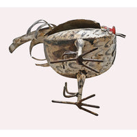 Handcrafted Iron Rooster Figurine – White & Red  Rust Antique Finish -
