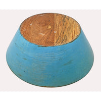 Handcrafted Wooden Bowl – Blue Turquoise Antique Finish Rustic Decorative Bowl - 2026081903UNQ