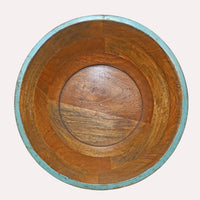 Handcrafted Wooden Bowl – Blue Turquoise Antique Finish Rustic Decorative Bowl - 2026081903UNQ